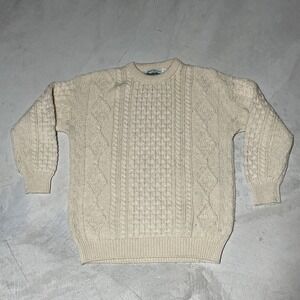 Aran Crafts Wool Sweater Cable Knit Size L Men's Made In Ireland Fisherman